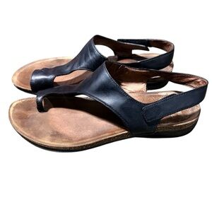 Dansko Reece Leather Toe-Post Slingback Sandals Black Size 40 / 9 Comfort Euro